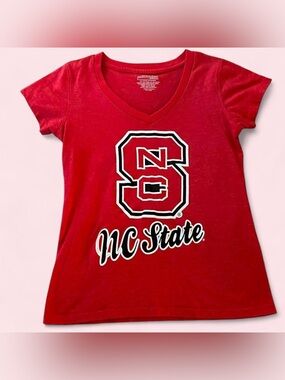 STATE Red NC State V-Neck Logo Tee